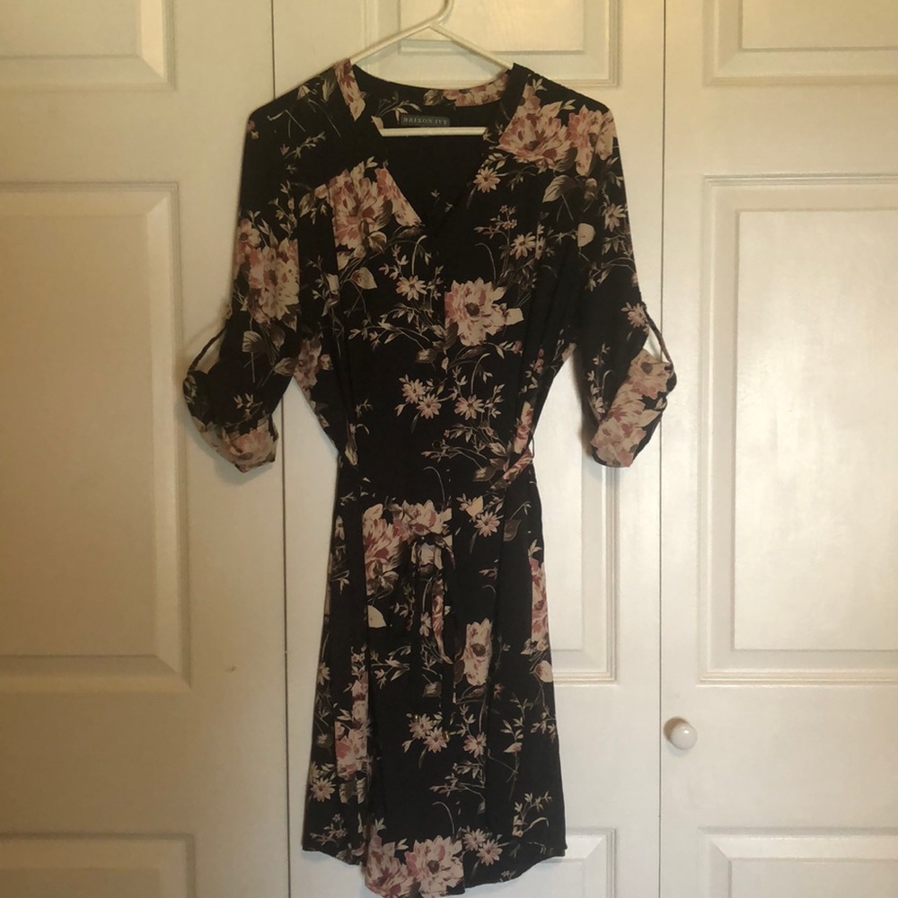Navy & Pink Floral Shirt Dress 💐